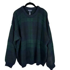 Vintage 90s Lands End Sweater Womens XL Tartan Plaid Preppy Grunge Oversized
